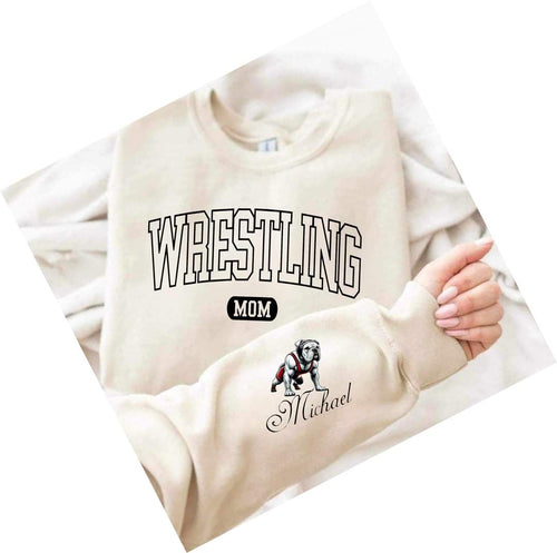 Wrestling Mom shirt bulldog sleeve