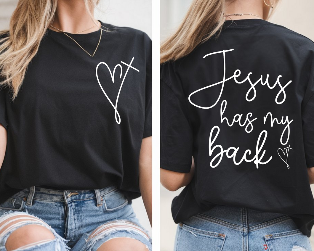 Jesus Has My Back Soft style tshirt - Marcum Custom Graphics
