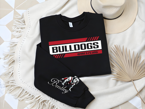 Bulldog Wrestling shirt personalized sleeve