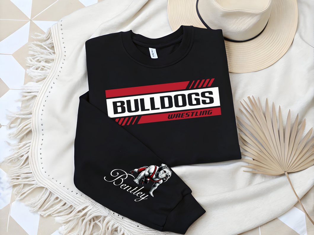 Bulldog Wrestling shirt personalized sleeve