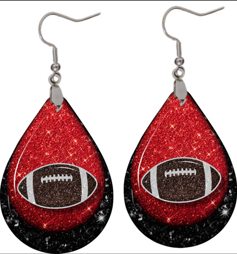 red and black Football teardrop earrings