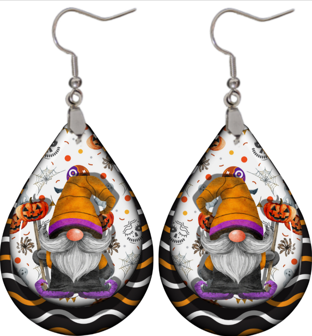 Halloween gnome teardrop earrings